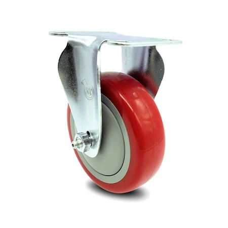 4 Inch Red Polyurethane Wheel Rigid Top Plate Caster